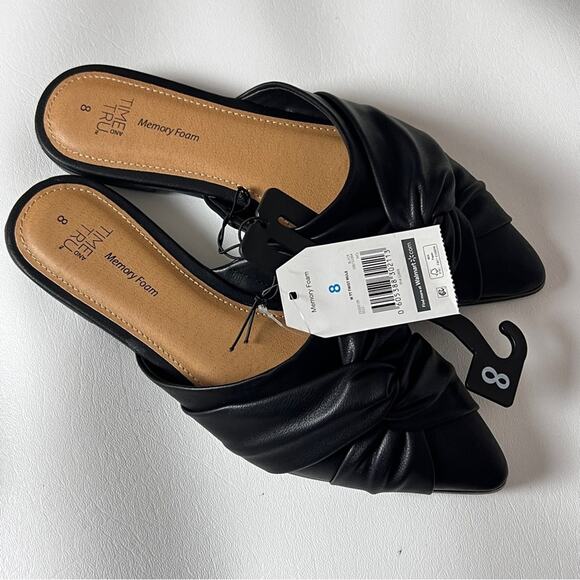 Time and Tru Women’s Black Twisted Knot  Low Heel Mule Sz 8 - Picture 3 of 9